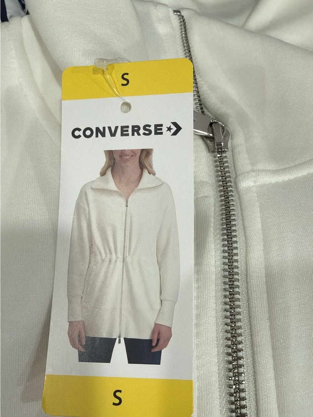 Converse Women's White Full-Zip Knit Cardigan